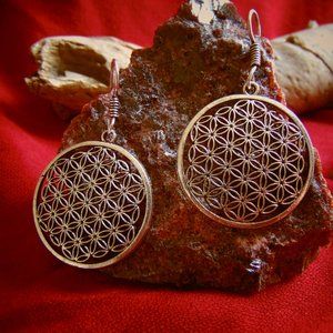 Golden Flower of Life Pattern Boho Earrings